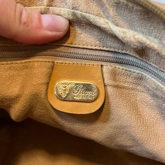 Vintage Gucci Bone Waxed Canvas Insignia Handbag with serial number! - Picture 11 of 15